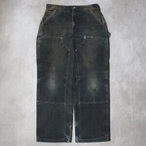 Vintage Carhartt B01 BLK Faded Black Double Knee Carpenter Pant 31x28